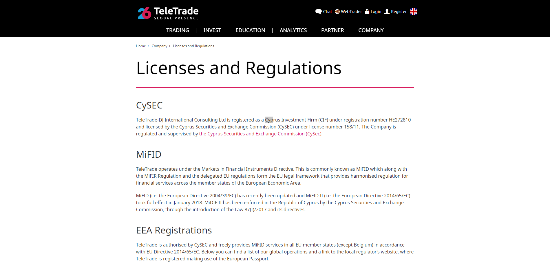 TeleTrade Review regulator